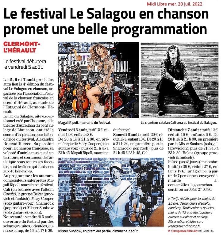 Le festival Le Salagou en Chanson promet une belle programmation